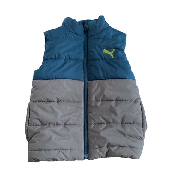 Puma Colorblock Puffer Vest Blue Gray Size XS (5-6) - Picture 7 of 7